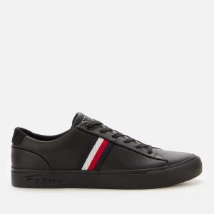Image of Tommy Hilfiger Mens Corporate Leather Low Top Trainers - Black - UK 10