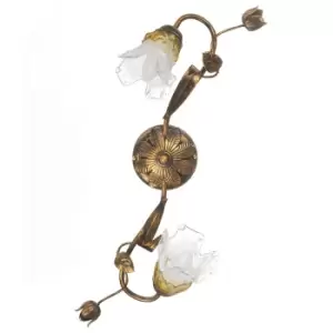 image of Arianna 2 Light Flower Multi Arm Semi Flush Ceiling Lamp, Bronze