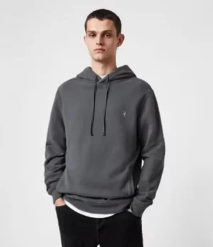 Image of AllSaints Mens Raven Pullover Hoodie, Mercer Green, Size: M