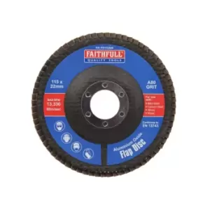 Image of Faithfull Aluminium Oxide Flap Disc 115 X 22mm 80 Grit
