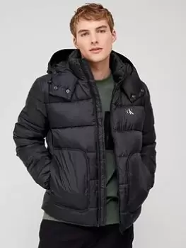 Image of Calvin Klein Jeans Trim Logo Padded Jacket - Black
