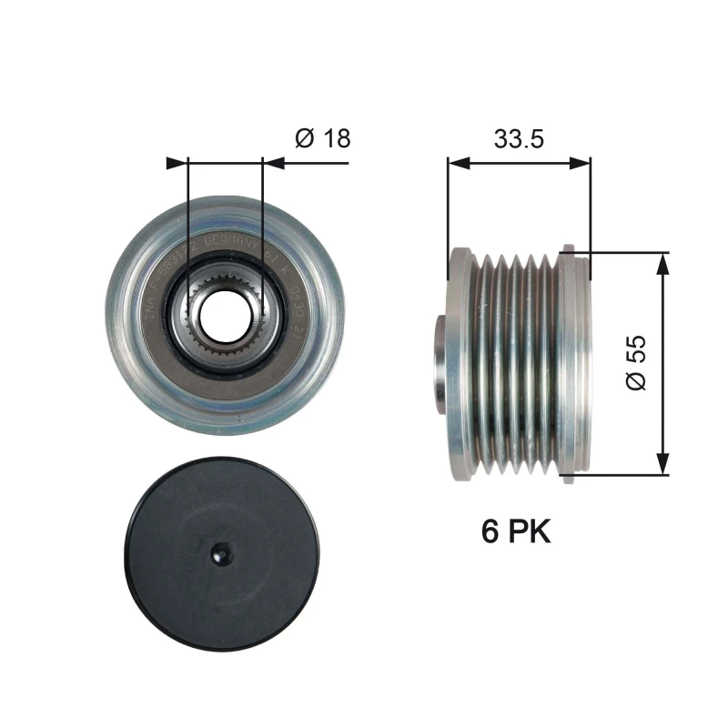 Image of GATES Alternator clutch pulley GATES OAP7216