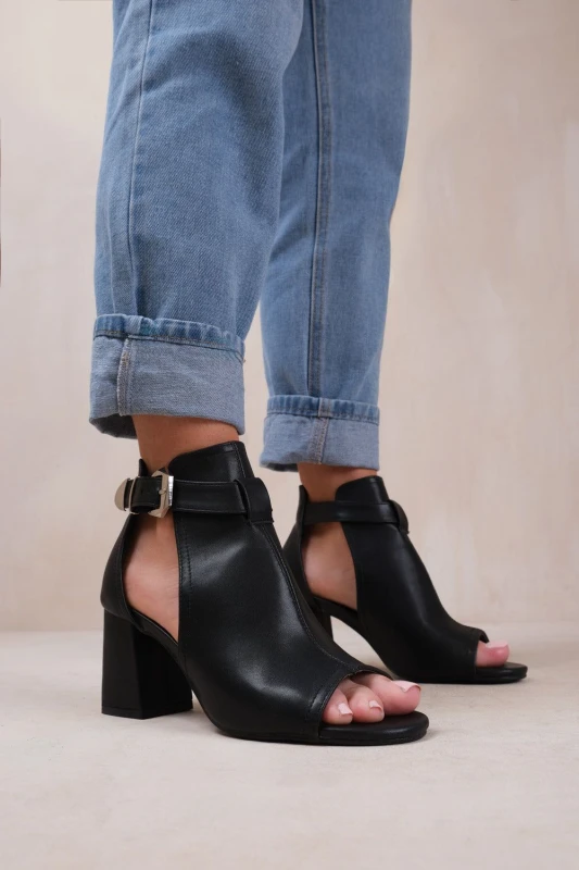 Image of Where's That From Womens 'Lisa' Block Heels in Jet Black Size: 4 Jet Black Female 4