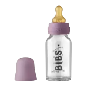 image of BIBS Baby Glass Bottle Complete Set Latex Mauve 110 ml