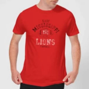 image of East Mississippi Community College Lions Football Distressed Mens T-Shirt - Red - L