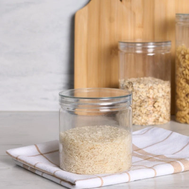 Image of OHS OHS Round Plastic Jar Food Storage Container Small Clear Lid in White White One Size Unisex 5027434184514