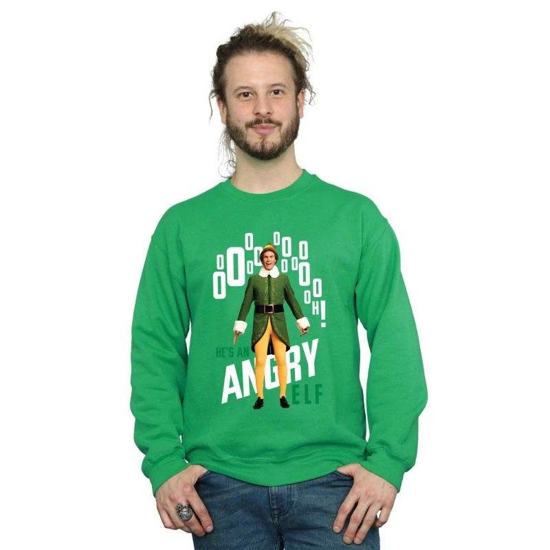 Image of Elf Elf Men Angry Sweatshirt in Green Size: Small Green S Male 5057736060094