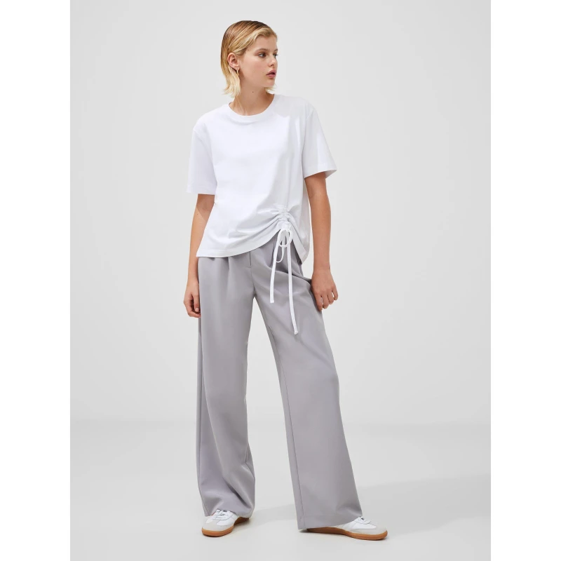 Image of French Connection Rallie Cotton Ruched T-Shirt. - White White 6