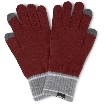 image of Puma - Knit Gloves (Pair) - Large/XLarge - Intense Red/Gray Heather