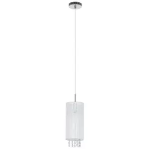 Italux Lana wh - Hanging Pendant White 1 Light with Crystal Shade, E14