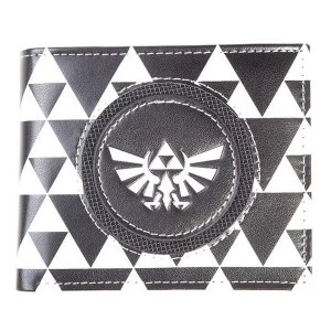Image of Nintendo - Hyrule Royal Crest Badge With All-Over Pattern Unisex Bi-Fold Wallet - Black/White