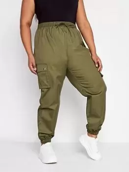 Image of Yours Cuffed Woven Cargo Khaki, Green, Size 14, Women