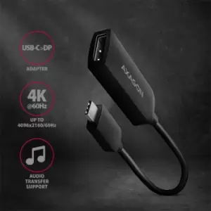 Image of Axagon RVC-DP video cable adapter 0.22 m USB Type-C DisplayPort Black
