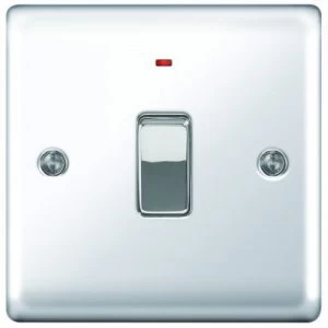 image of Wickes 20A Light Switch + LED 1 Gang Polished Chrome Raised Plate