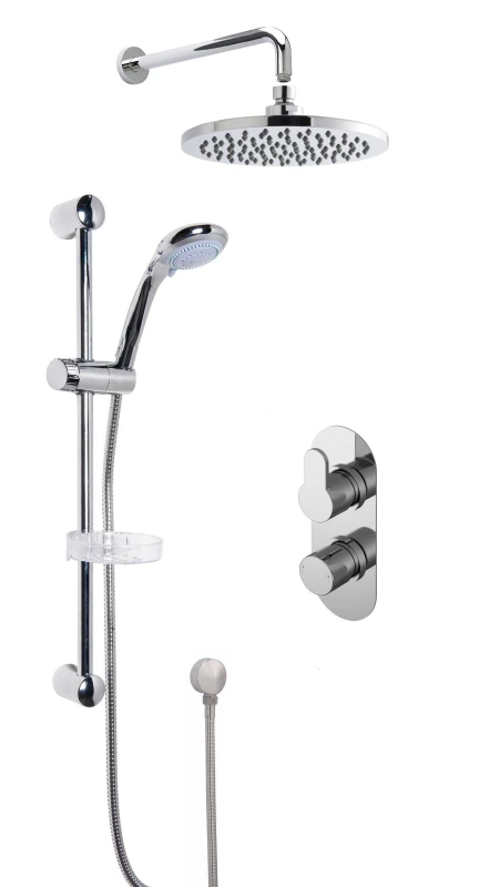 Image of Balterley Concealed Twin Valve with Multi Function Slide Rail Kit Arm Head Silver