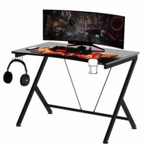 Image of Genevieve Gaming Desk with Steel Frame, black