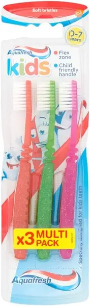 image of Aquafresh Kids Soft Bristles Toothbrush 3 Pack