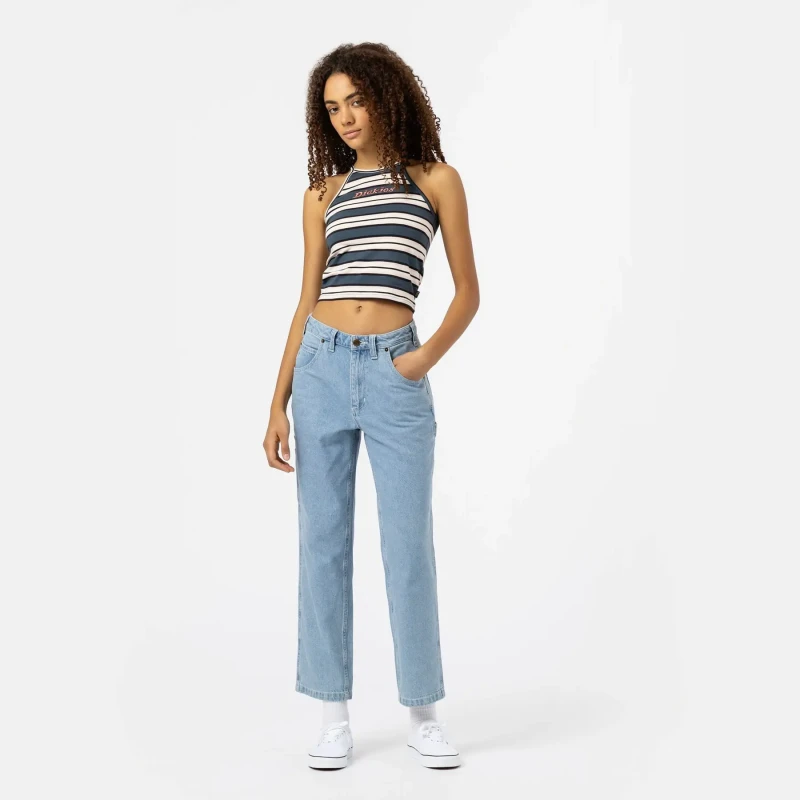 Image of Dickies Blue Denim Ellendale Denim Trousers L/Blue Female 26R 236843UK