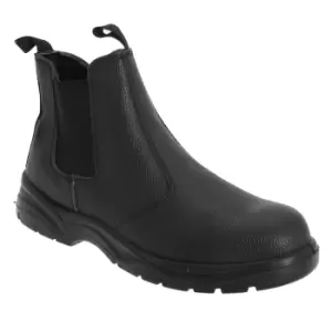 Image of Grafters Mens Grain Leather Chelsea Safety Boots (10 UK) (Black)