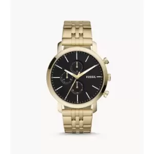 image of Fossil Mens Luther Chronograph Gold-Tone Stainless Steel Watch - Gold