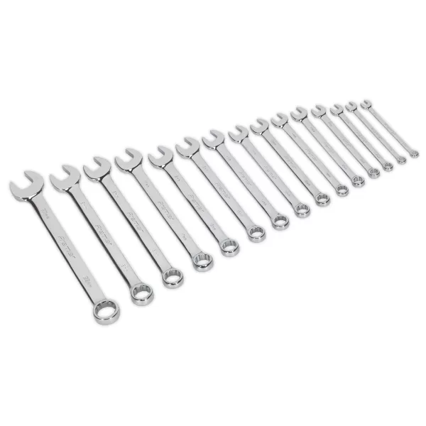 Image of Genuine SEALEY AK63015 Combination Spanner Set 15pc Metric