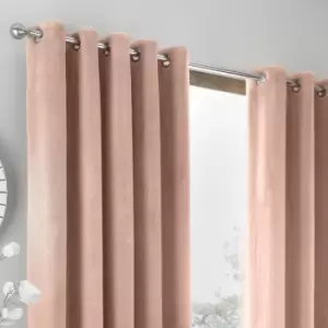 image of By Caprice Home Brigitte Faux Fur Eyelet Lined Curtains, Blush, 66 x 72 Inch