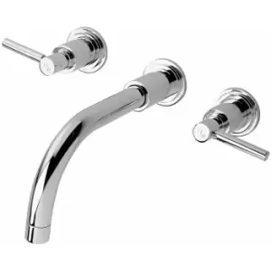 Tec Lever 3-Hole Basin Mixer Tap Wall Mounted - Chrome - Hudson Reed