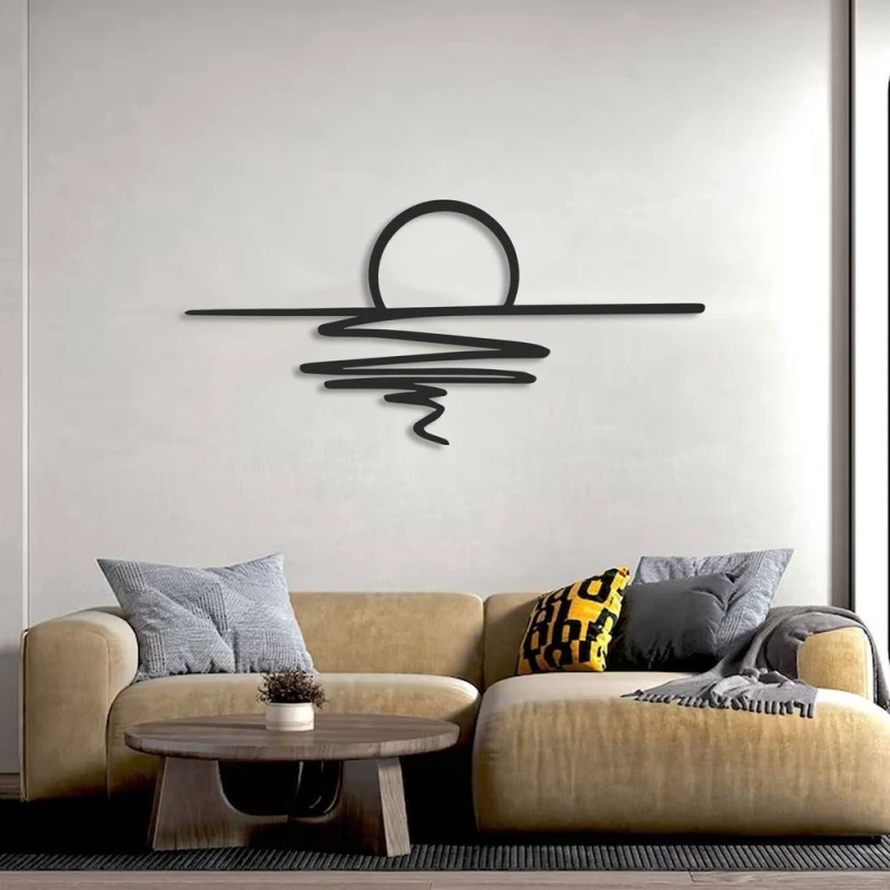Image of Decortie Sunset Reflection' Metal Wall Art 120x56cm Textured Black Size: 120x56cm Black Unisex 120x56 cm