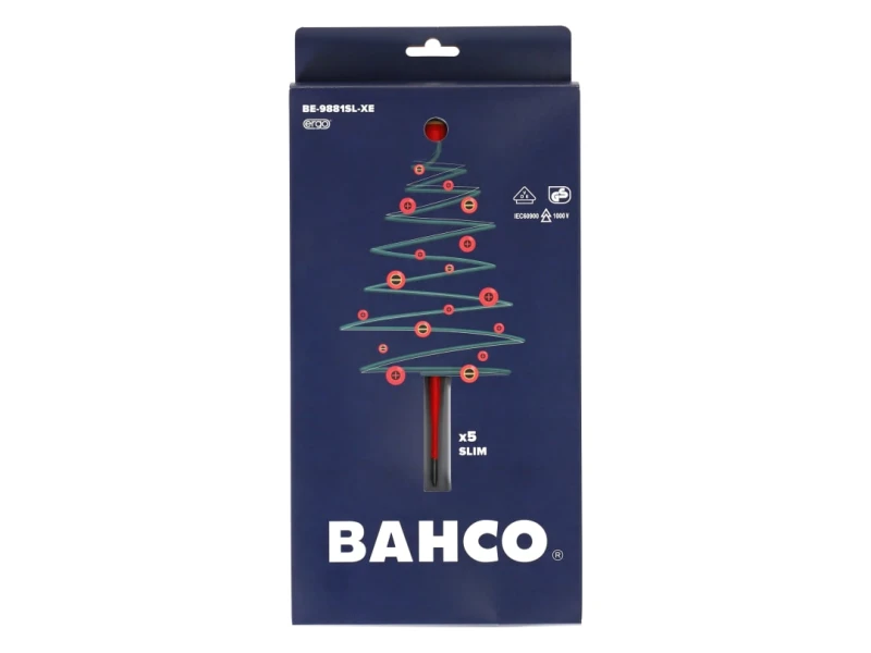 Image of Bahco XMAS BE-9881SL ERGO Slim VDE Insulated Screwdriver Set, 5 Piece BE-9881SL-XE