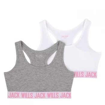 image of Jack Wills Kids Girls Multipack Crop Top 2 Pack - White/Grey