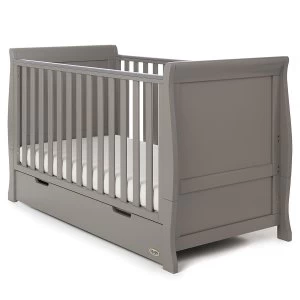 image of Obaby Stamford Classic Sleigh Cot Bed - Taupe Grey