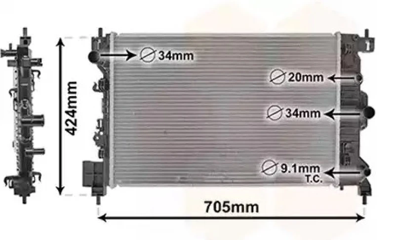 Image of VAN WEZEL 37002666 Engine radiator Aluminium, Brazed cooling fins Radiator,engine cooling (470)