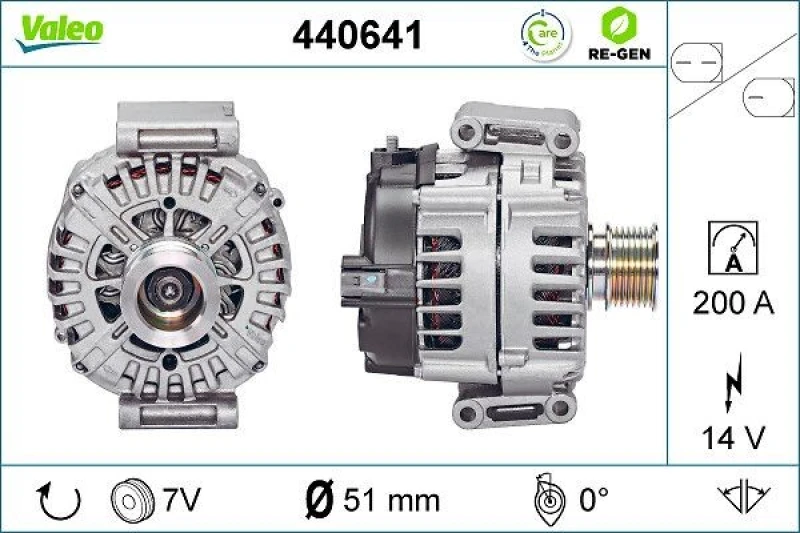 Image of VALEO 440641 Generator Alternator Charging Current: 200A, Voltage: 14V Alternator (4)