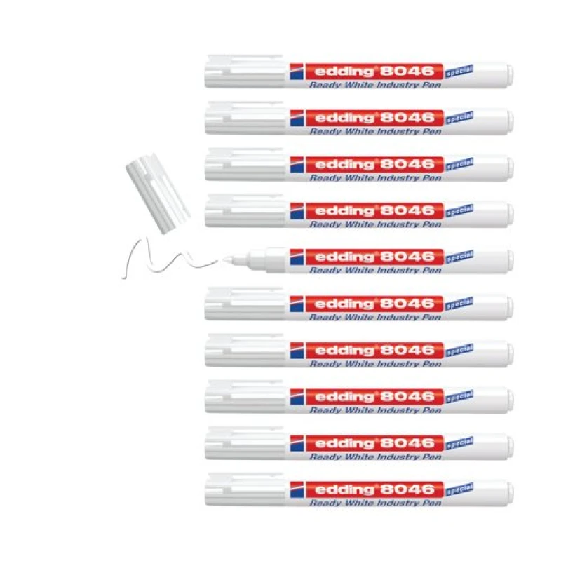 Image of Edding edding 8046 Ready White Industry Pen (Pack 10) - 4-8046049 4-8046049