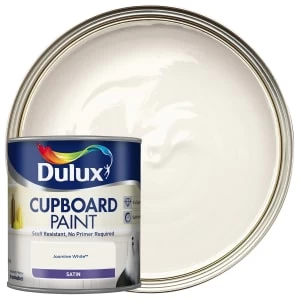 Image of Dulux Jasmine White Satin Cupboard Paint 600ml