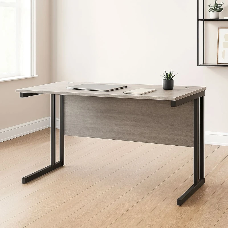 Image of KOSY KOALA KOSY KOALA Grey Office Desk with Sturdy Iron Legs - Wooden Room Furniture for Home, Study and Office Grey One Size Unisex 5061055341772