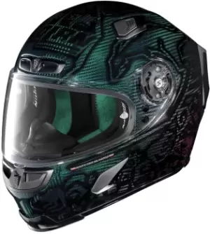 image of X-Lite X-803 Ultra Carbon Stoner Superhero Helmet, black-green, Size 2XL, black-green, Size 2XL