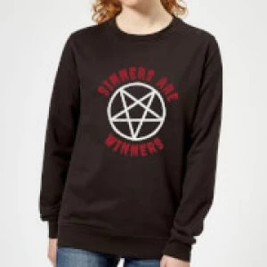 Image of Sinners are Winners Womens Sweatshirt - Black - 4XL - Black