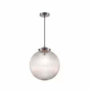 image of Nielsen Prizzi Dome Glass Pendant Light With A Satin Silver Finish