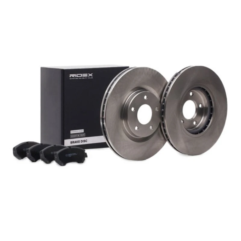 Image of RIDEX 3405B0732 Brake disc and pads set Front Axle, Brake Disc Type: Vented Brake Set,disc brakes (3405)