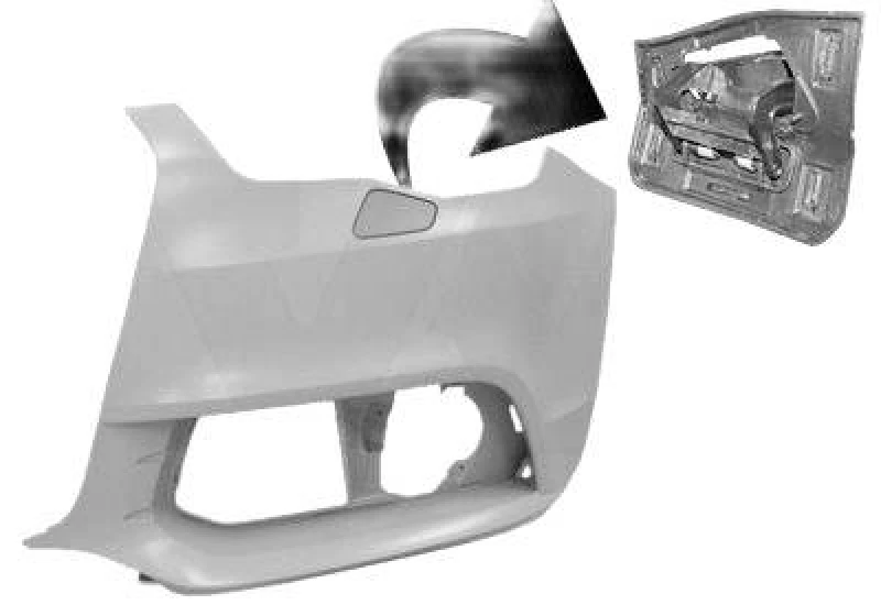 Image of VAN WEZEL 0301563 Bumper Front Axle Left, with pressure spring, for vehicles without headlamp cleaning system, primed Bumper (938)