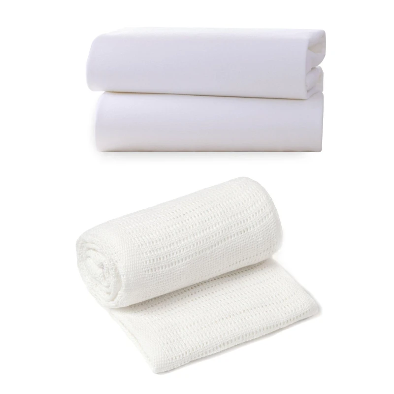 Image of Clair De Lune Clair de Lune Moses Basket Sheets & Pram Cellular Nursery One Size White 38179601000