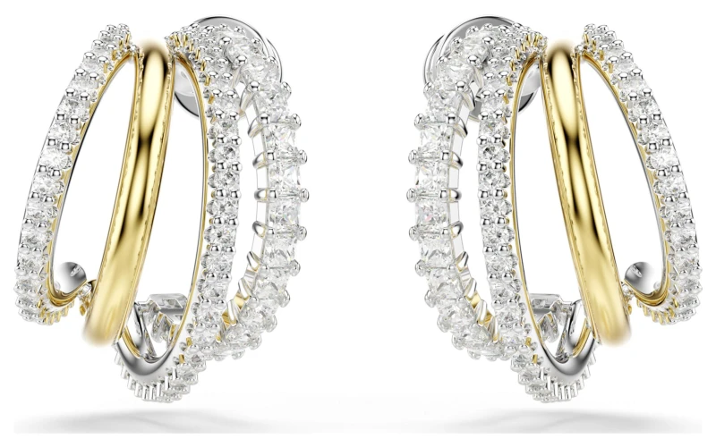 Image of Swarovski 5689718 Hyperbola Hoop Earrings White Crystals Jewellery