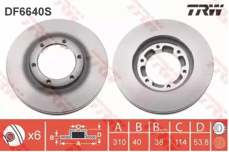 Image of Brake disc TRW DF6640S