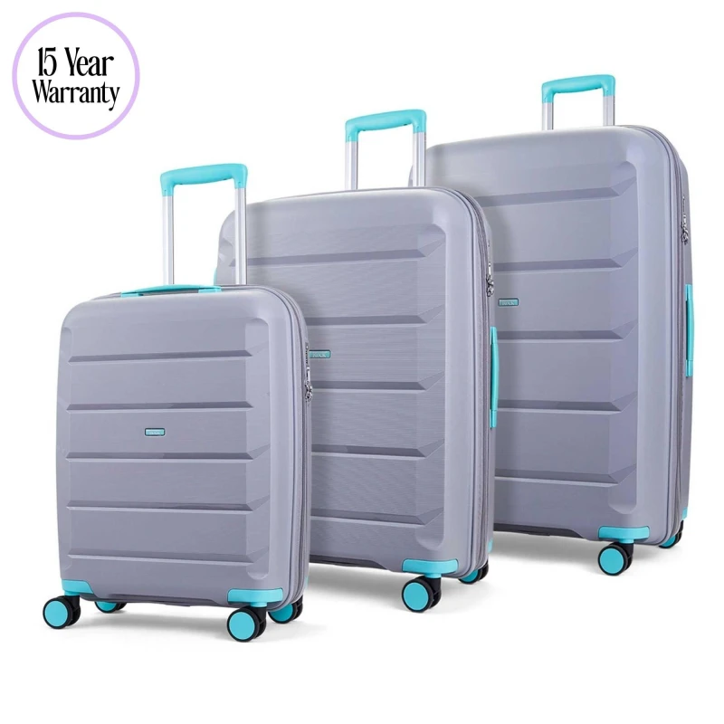 Image of Rock Tulum Cabin Suitcases Grey/Aqua TR-0239-GAQ-S