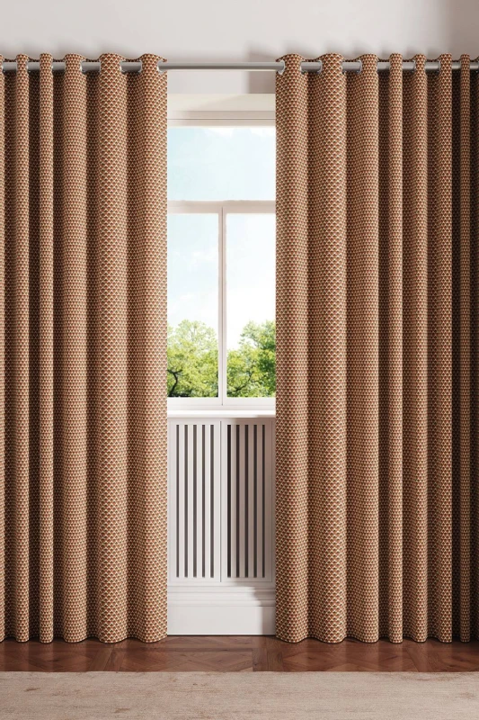 Image of Ted Baker 'Palm Geo' Cotton Lined Curtains in Copper Size: 228cm width x 228cm drop Copper 228cm width x 228cm drop Unisex 5016709730464