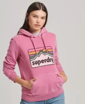 Image of Superdry Womens 90s Terrain Graphic Hoodie Pink / Raspberry Sorbet - Size: 12