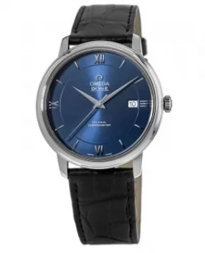 Image of Omega De Ville Prestige Co-Axial 39.5mm Automatic Blue Dial Leather Strap Mens Watch 424.13.40.20.03.001 424.13.40.20.03.001