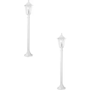 Image of 2 PACK IP44 Outdoor Bollard Light White Aluminium Lantern 60W E27 Lamp Post