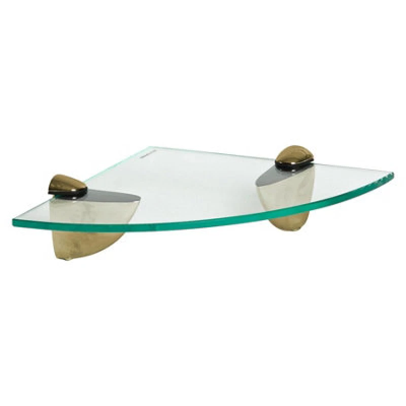 Image of Harbour Housewares Floating Glass Corner Shelf - 20Cm - Gold Brackets - Bathroom Shower Storage Vanity Display Unit Shelf